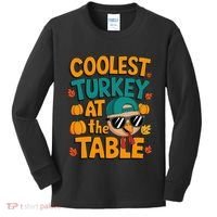 Coolest Turkey At The Table Funny Kids Long Sleeve Shirt thumb 0