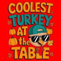 Coolest Turkey At The Table Funny Santa Hat thumb 1