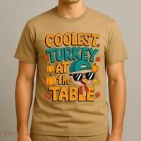 Coolest Turkey At The Table Funny T-Shirt thumb 3