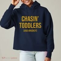 Chasin Toddlers And Whiskey Funny Parent Ladies Heavyweight Boxy Pullover Hoodie thumb 0