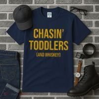 Chasin Toddlers And Whiskey Funny Parent Tall T-Shirt thumb 3