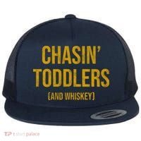 Chasin Toddlers And Whiskey Funny Parent Flat Bill Trucker Hat thumb 0