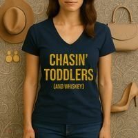 Chasin Toddlers And Whiskey Funny Parent Women's V-Neck T-Shirt thumb 3
