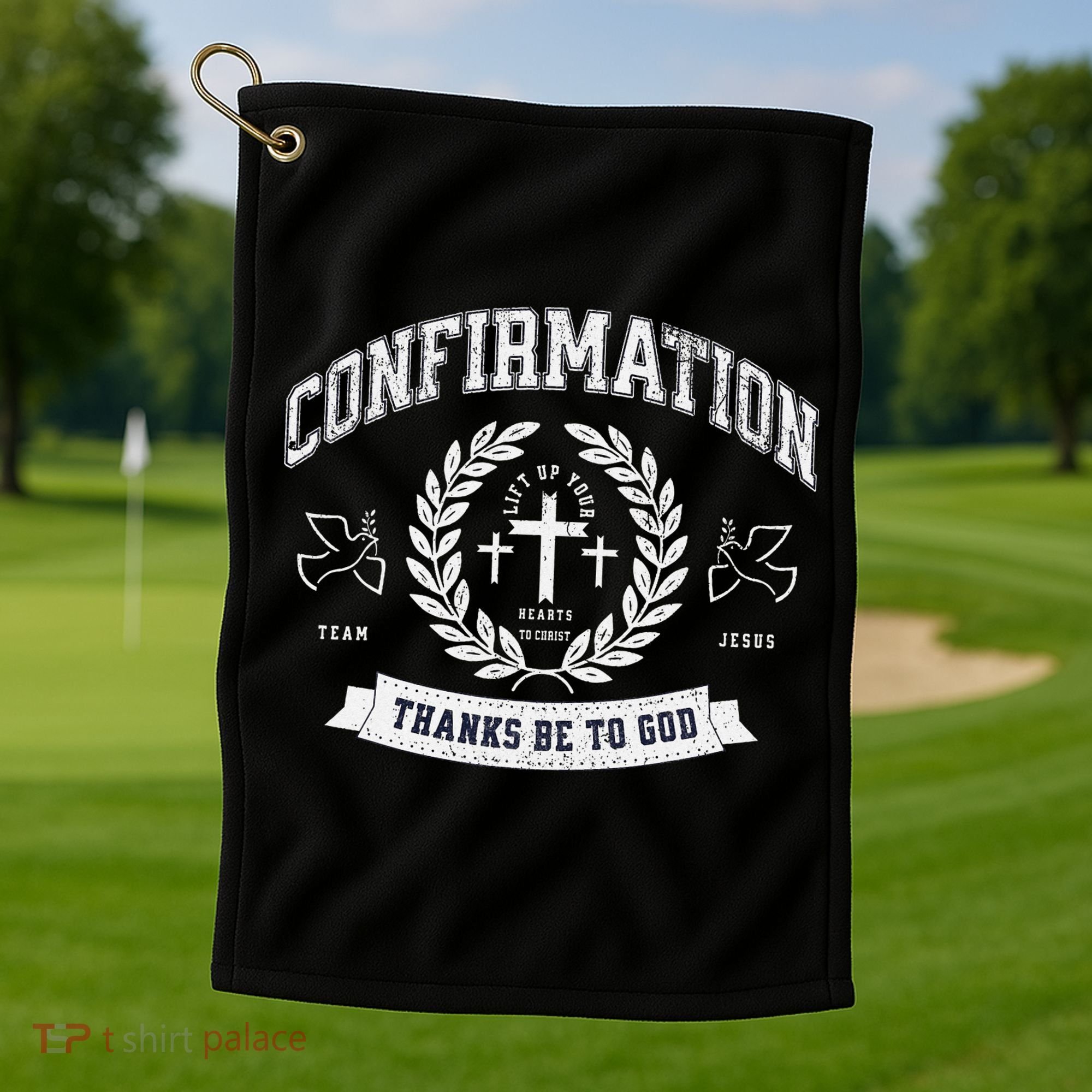 Confirmation Thanks Be To God Christian Catholic Jesus Golf Towel