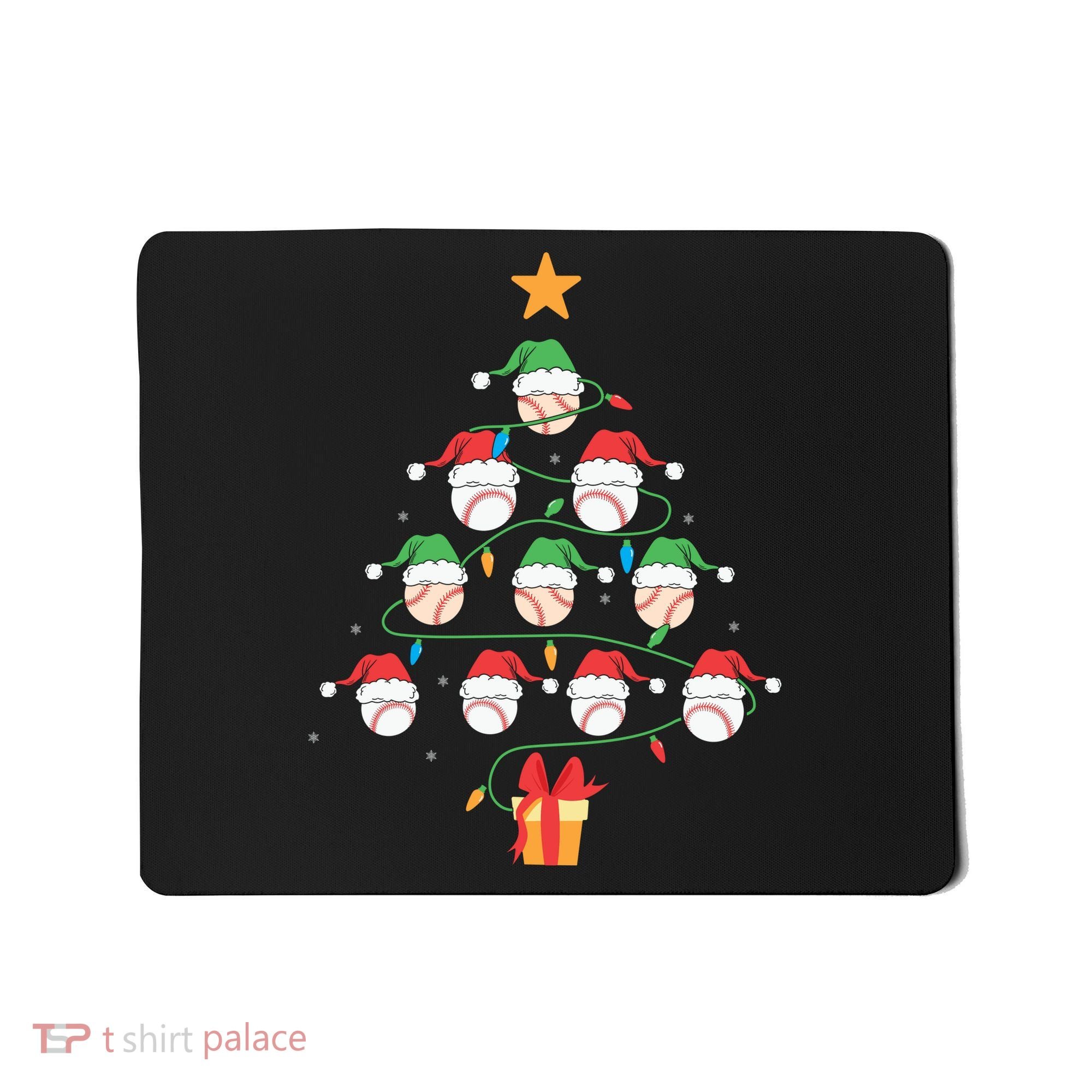 Christmas Baseball Tree Light Funny Xmas Sport Holiday Mousepad