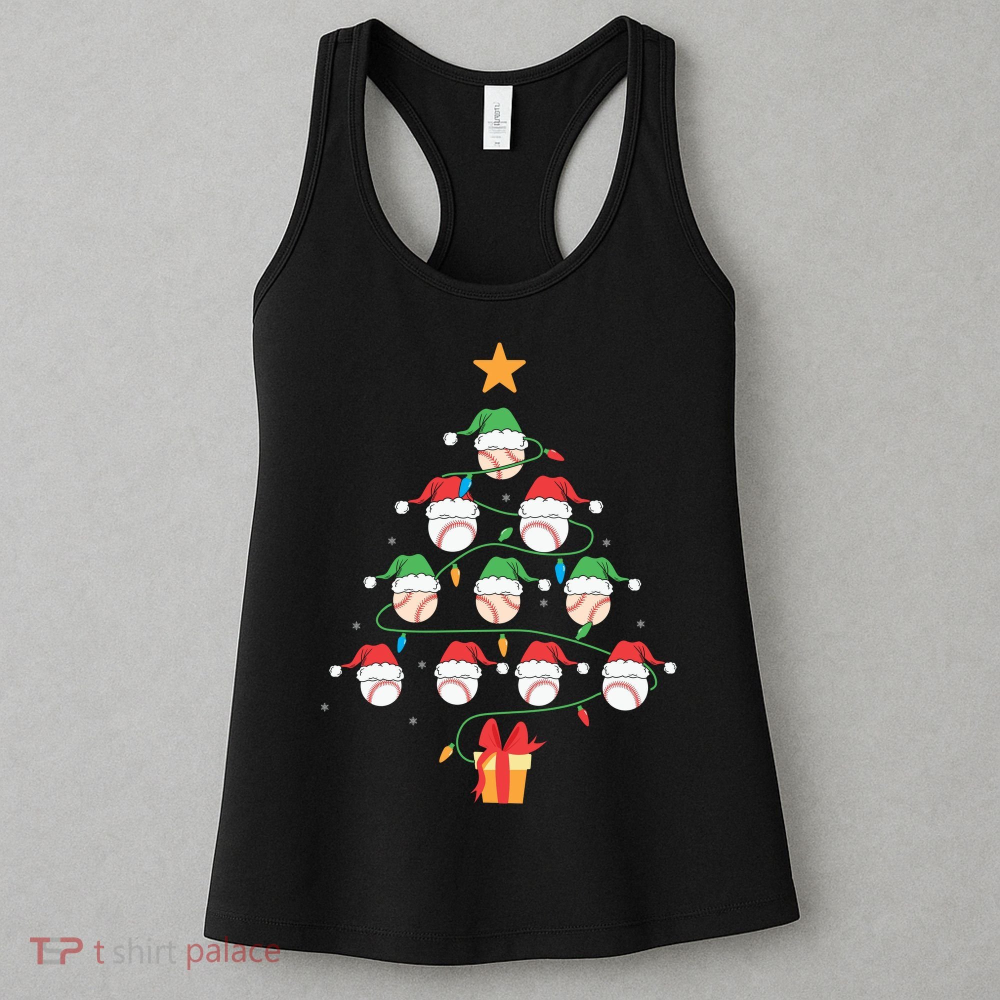 Christmas Baseball Tree Light Funny Xmas Sport Holiday Women's Tank Top
