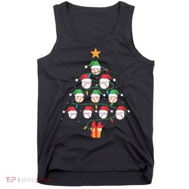 Christmas Baseball Tree Light Funny Xmas Sport Holiday Tank Top