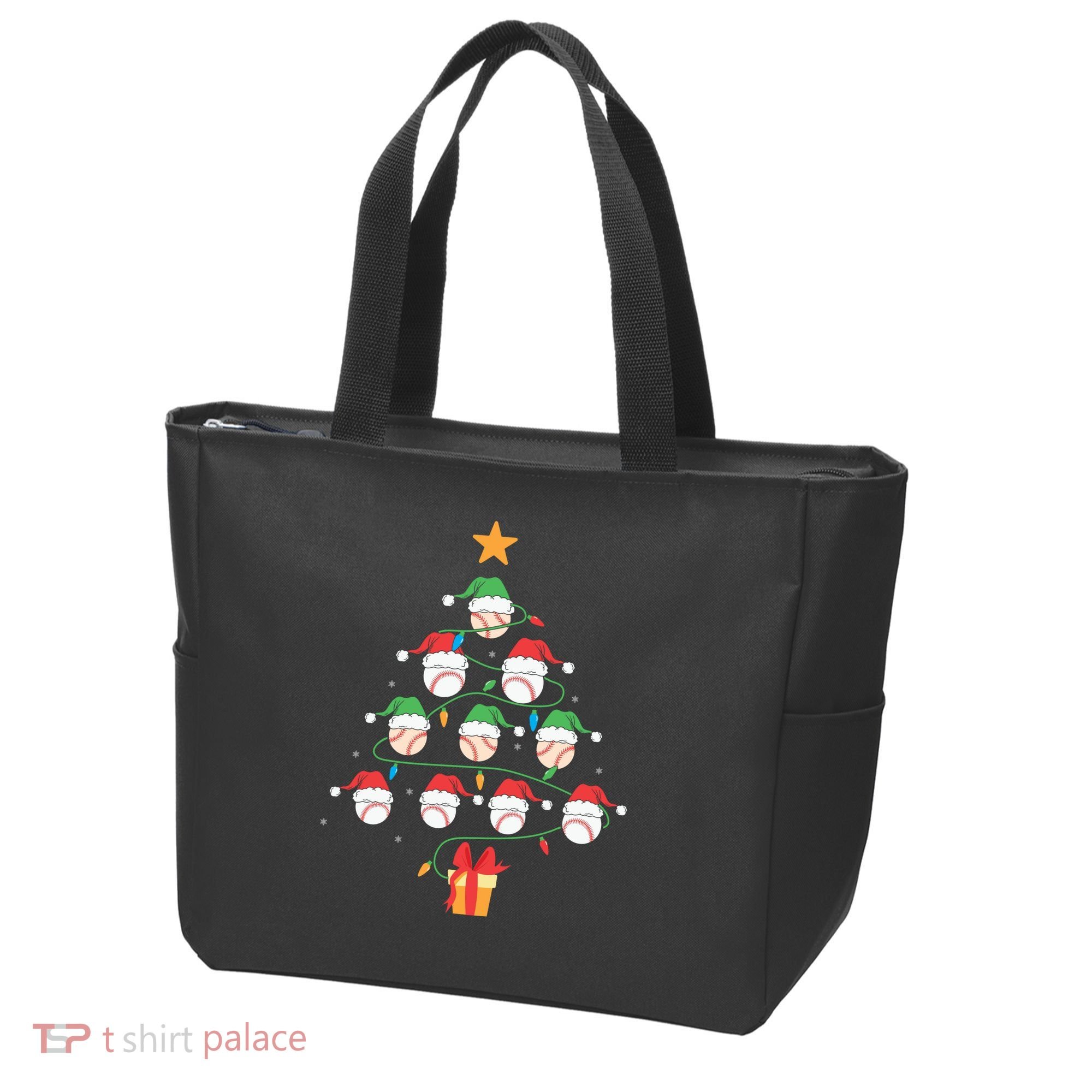 Christmas Baseball Tree Light Funny Xmas Sport Holiday Tote Bag