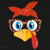 Cute Thanksgiving Bandana Glasses Turkey Girl Women's Hoodie thumb 2