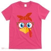 Cute Thanksgiving Bandana Glasses Turkey Girl T-Shirt thumb 0