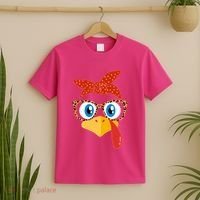 Cute Thanksgiving Bandana Glasses Turkey Girl T-Shirt thumb 2