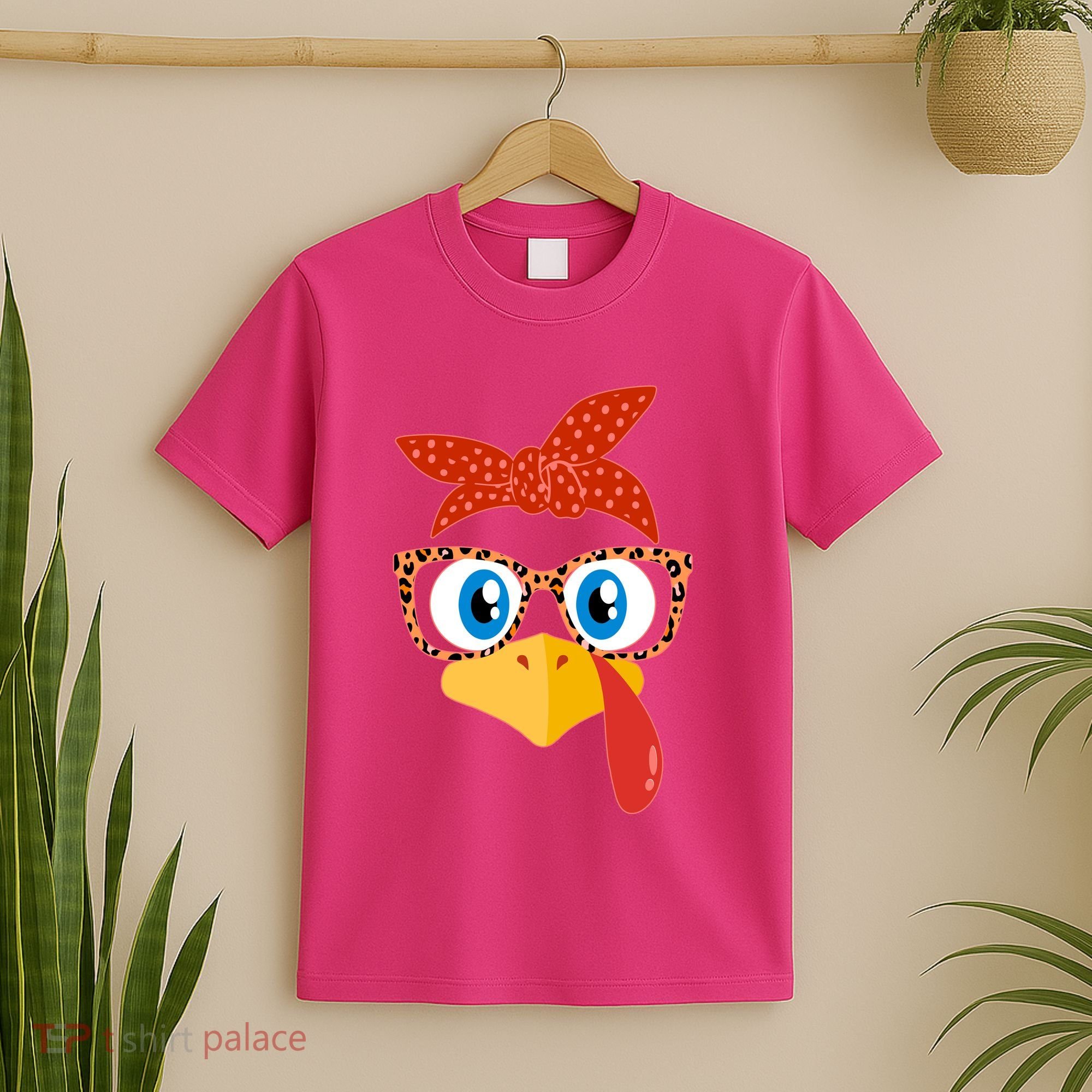 Cute Thanksgiving Bandana Glasses Turkey Girl T-Shirt