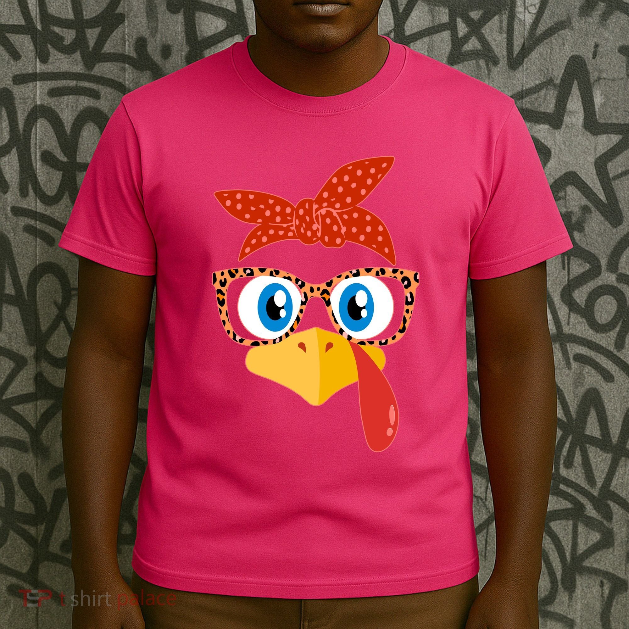 Cute Thanksgiving Bandana Glasses Turkey Girl T-Shirt
