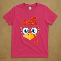 Cute Thanksgiving Bandana Glasses Turkey Girl T-Shirt thumb 5