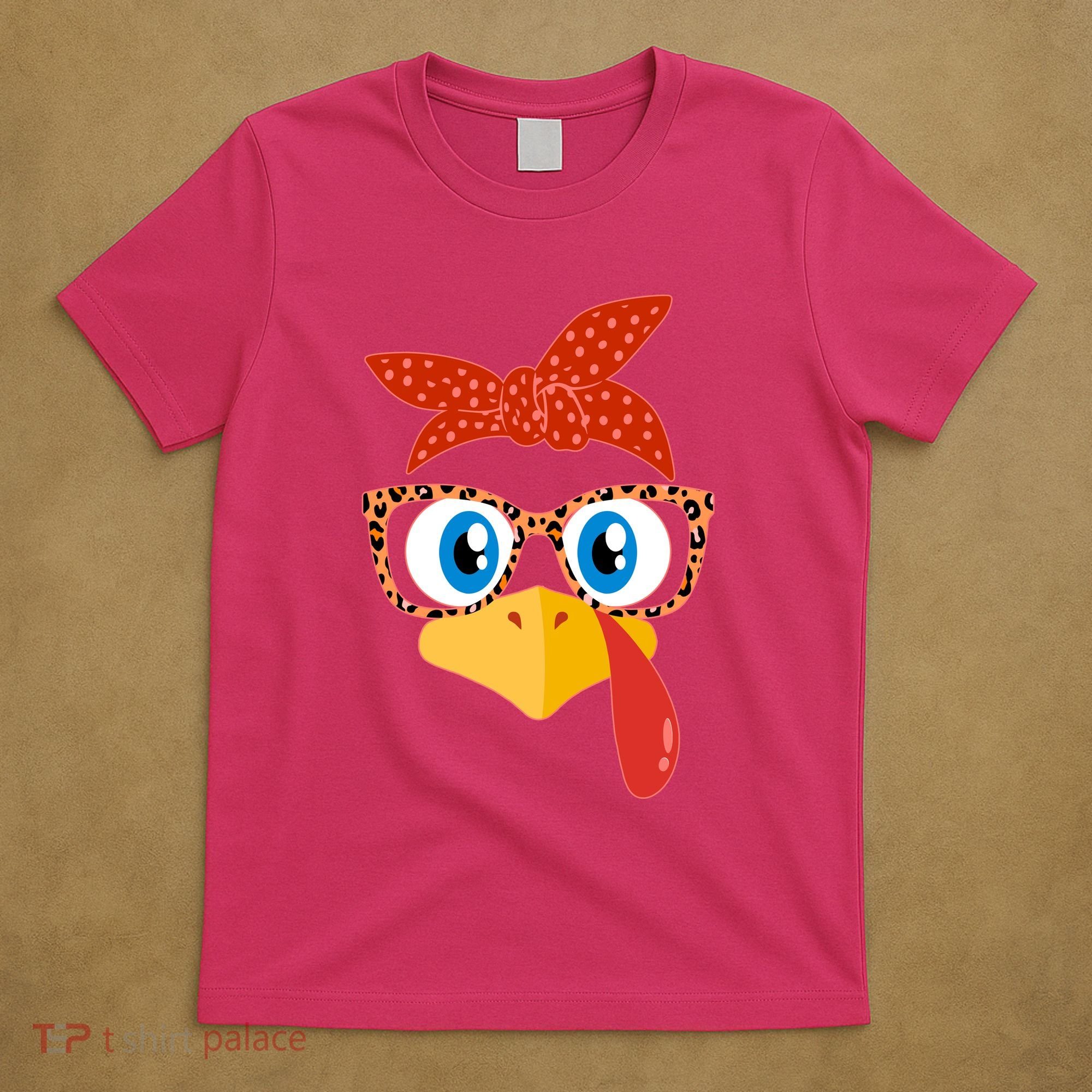 Cute Thanksgiving Bandana Glasses Turkey Girl T-Shirt