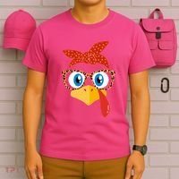 Cute Thanksgiving Bandana Glasses Turkey Girl T-Shirt thumb 6
