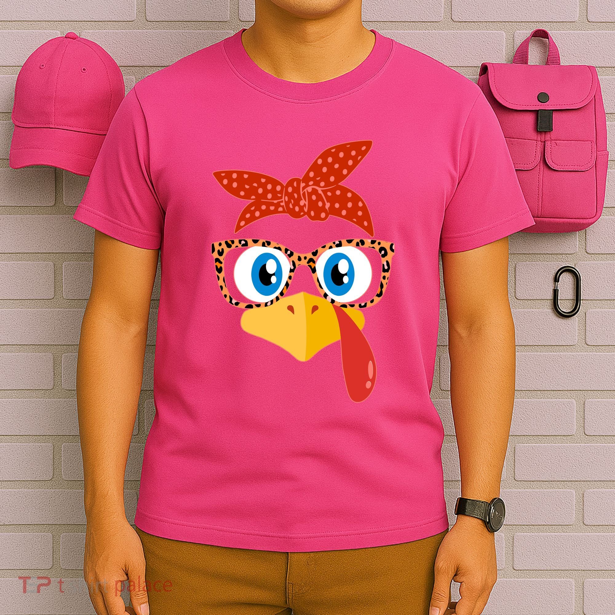 Cute Thanksgiving Bandana Glasses Turkey Girl T-Shirt