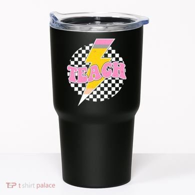 Checkered Teach Back To School Teacher Tumbler