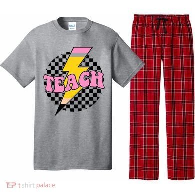 Checkered Teach Back To School Teacher Pajama Set