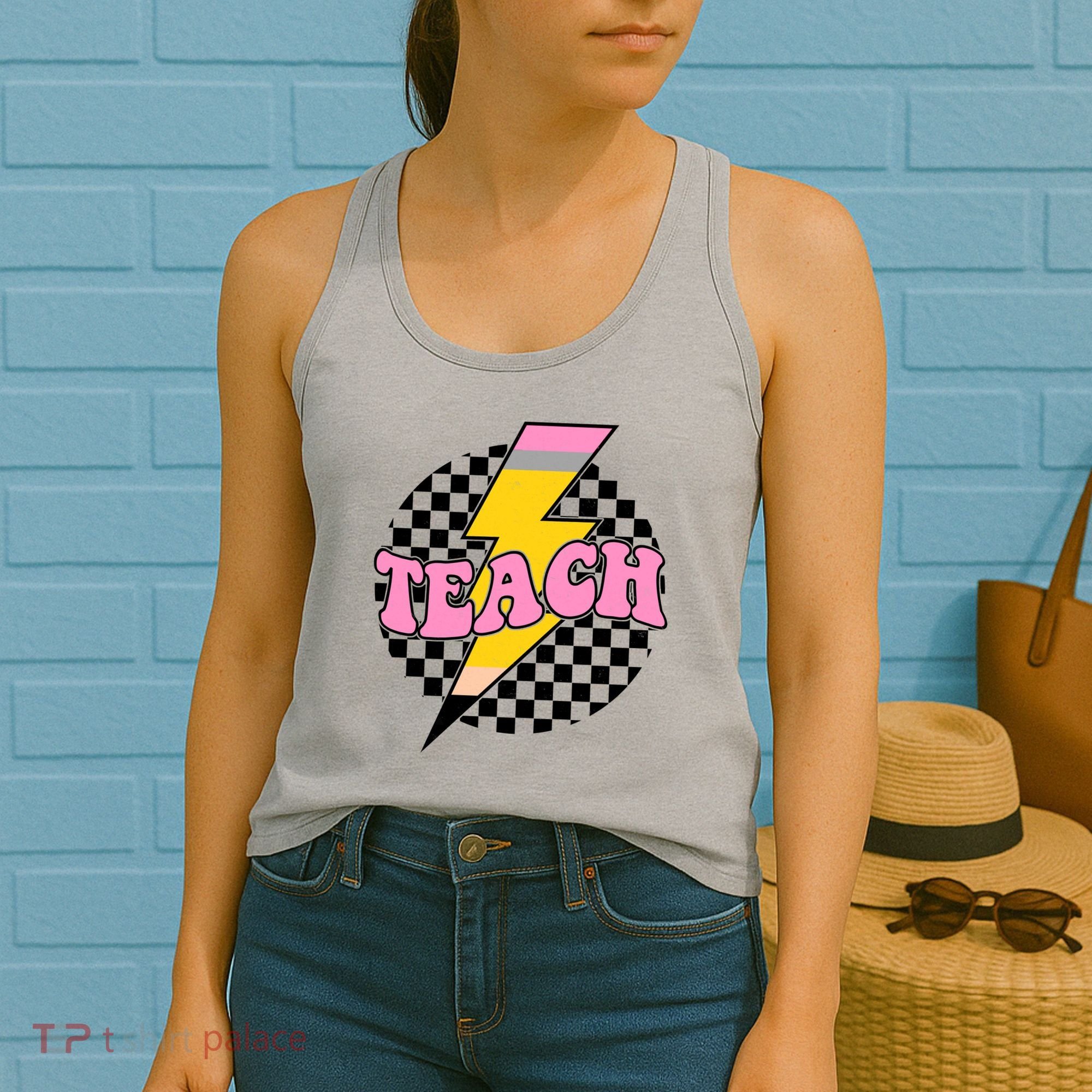 Checkered Teach Back To School Teacher Women's Tank Top