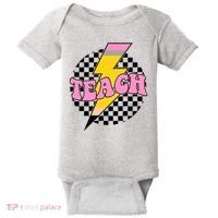 Checkered Teach Back To School Teacher Baby Bodysuit thumb 0