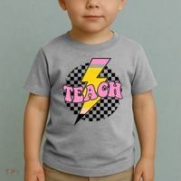 Checkered Teach Back To School Teacher Toddler T-Shirt thumb 2