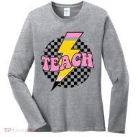 Checkered Teach Back To School Teacher Women's Long Sleeve Shirt thumb 0