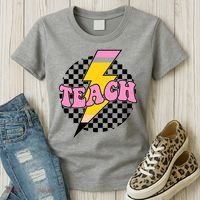 Checkered Teach Back To School Teacher Women's T-Shirt thumb 3