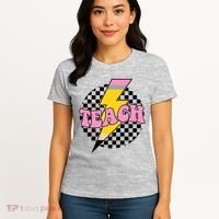 Checkered Teach Back To School Teacher Women's T-Shirt thumb 4