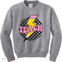 Checkered Teach Back To School Teacher Kids Sweatshirt thumb 0