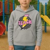Checkered Teach Back To School Teacher Kids Hoodie thumb 2