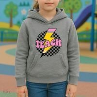 Checkered Teach Back To School Teacher Kids Hoodie thumb 3