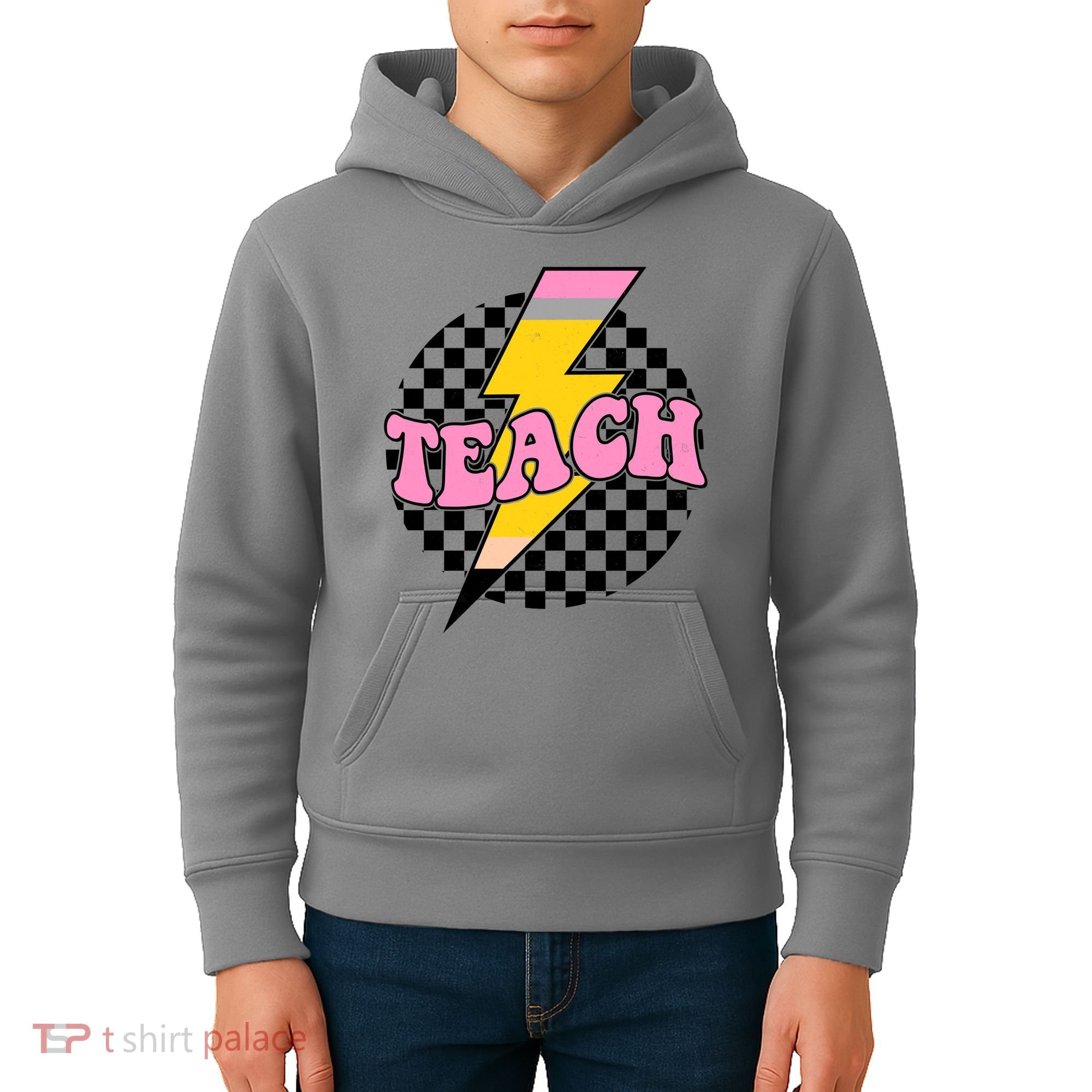 Checkered Teach Back To School Teacher Kids Hoodie