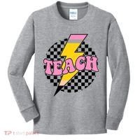 Checkered Teach Back To School Teacher Kids Long Sleeve Shirt thumb 0