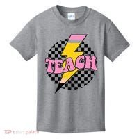 Checkered Teach Back To School Teacher Kids T-Shirt thumb 0