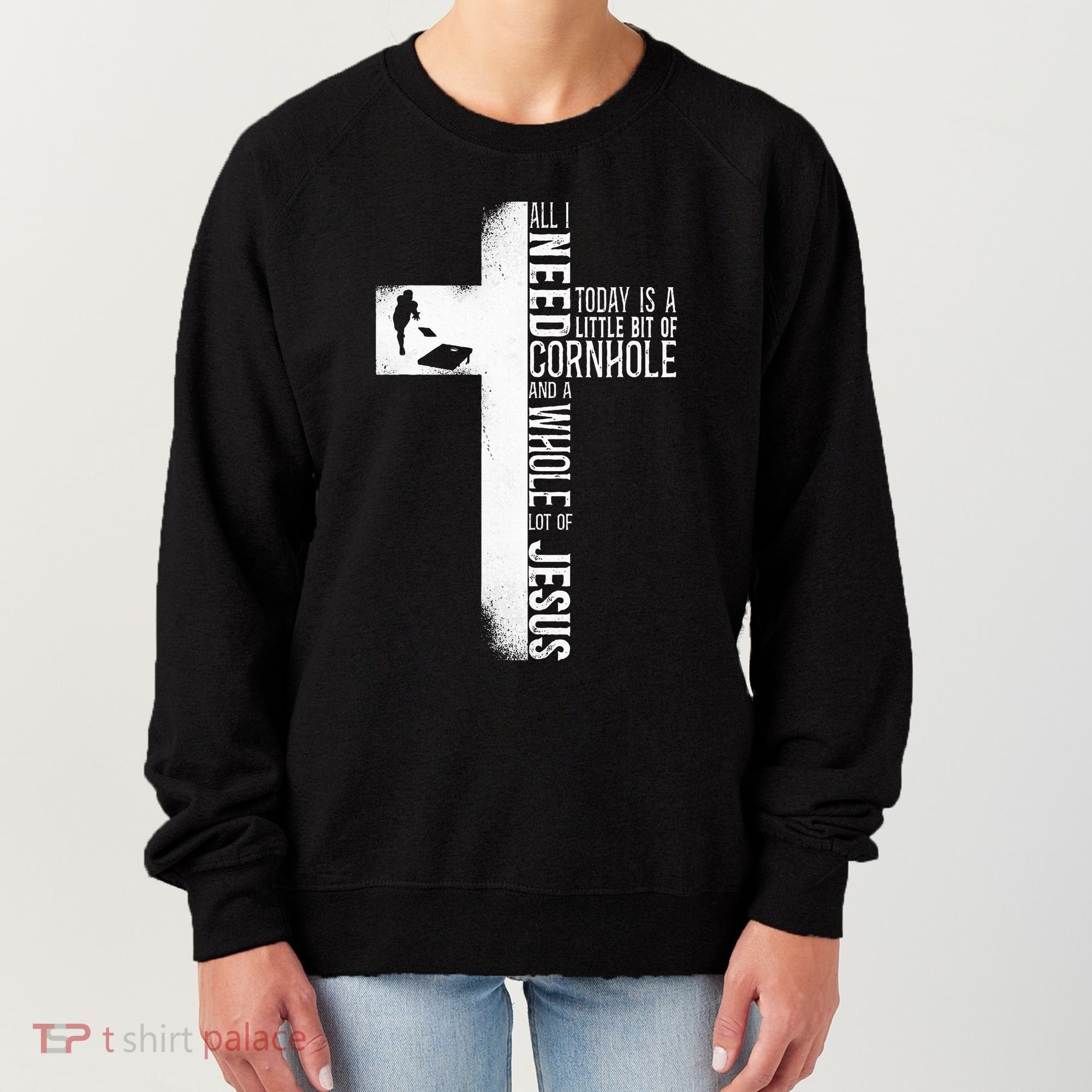 Cornhole Team Bean Bag Player Champ Cross Faith Jesus Women's Sweatshirt