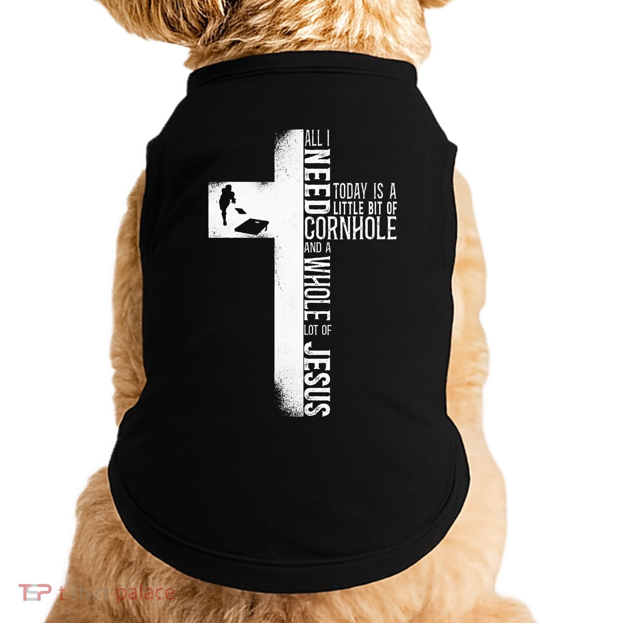 Cornhole Team Bean Bag Player Champ Cross Faith Jesus Doggie Tank