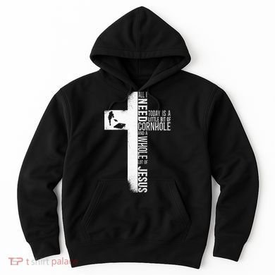 Cornhole Team Bean Bag Player Champ Cross Faith Jesus Hoodie
