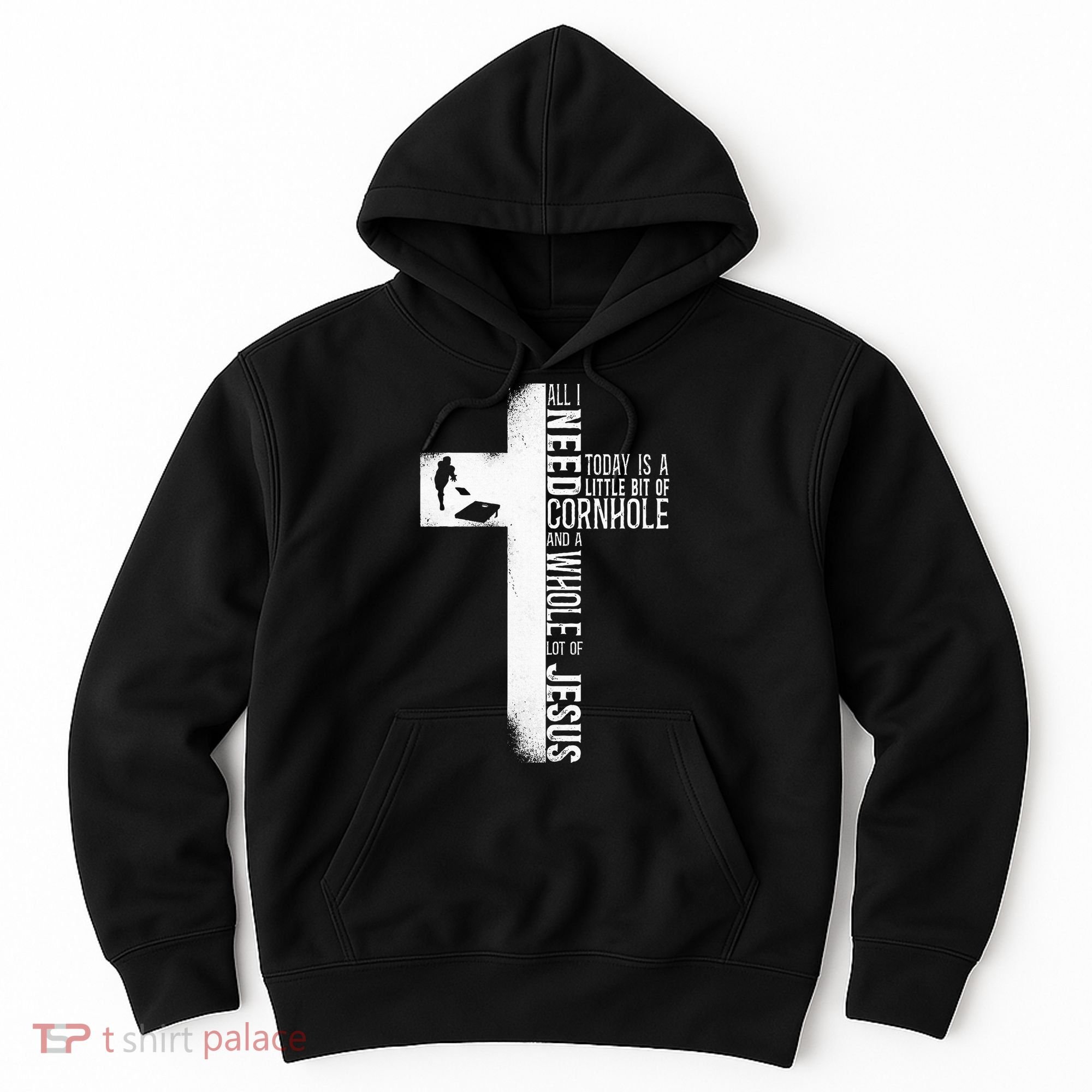 Cornhole Team Bean Bag Player Champ Cross Faith Jesus Hoodie