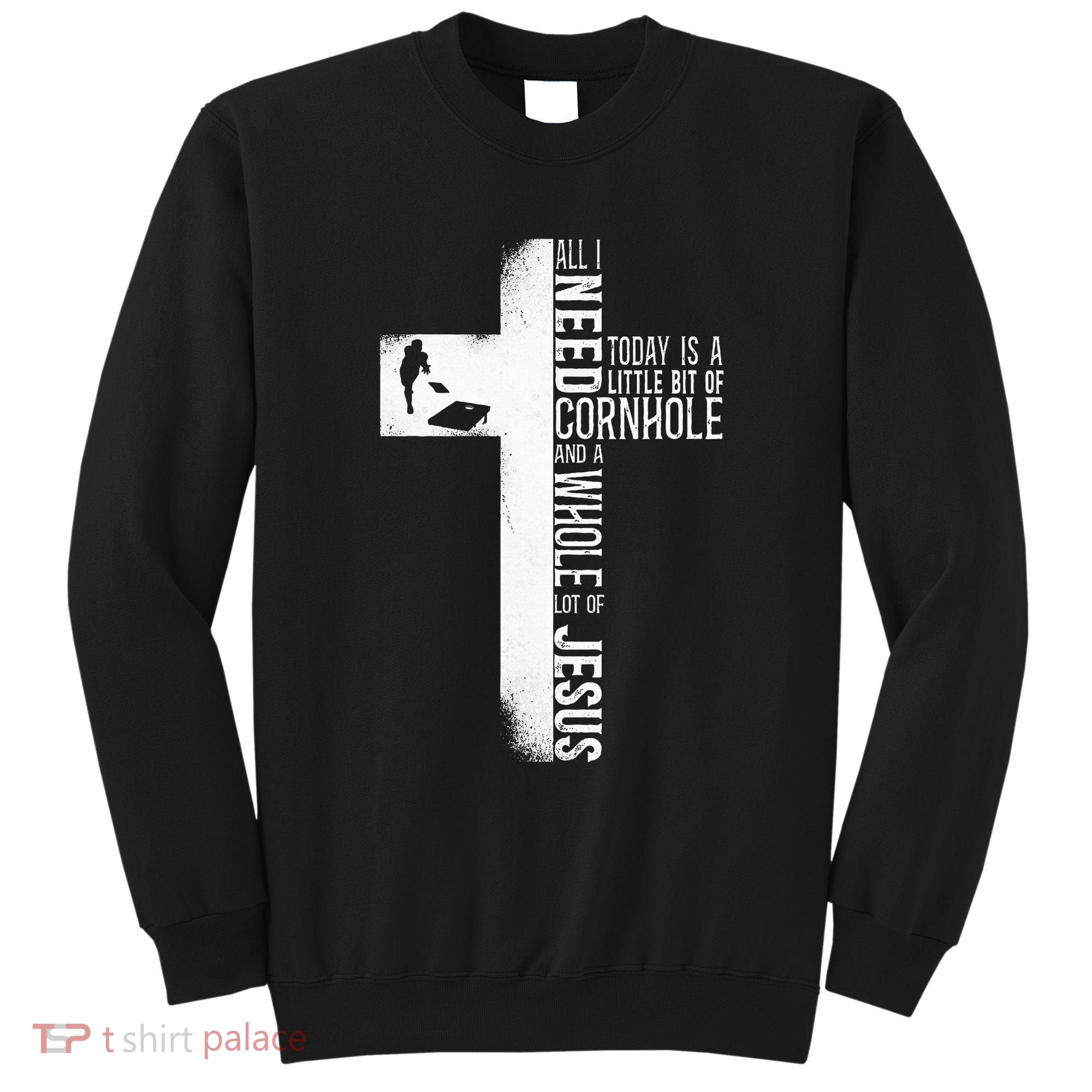 Cornhole Team Bean Bag Player Champ Cross Faith Jesus Sweatshirt