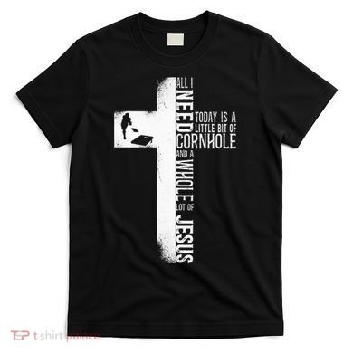 Cornhole Team Bean Bag Player Champ Cross Faith Jesus T-Shirt