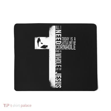 Cornhole Team Bean Bag Player Champ Cross Faith Jesus Mousepad
