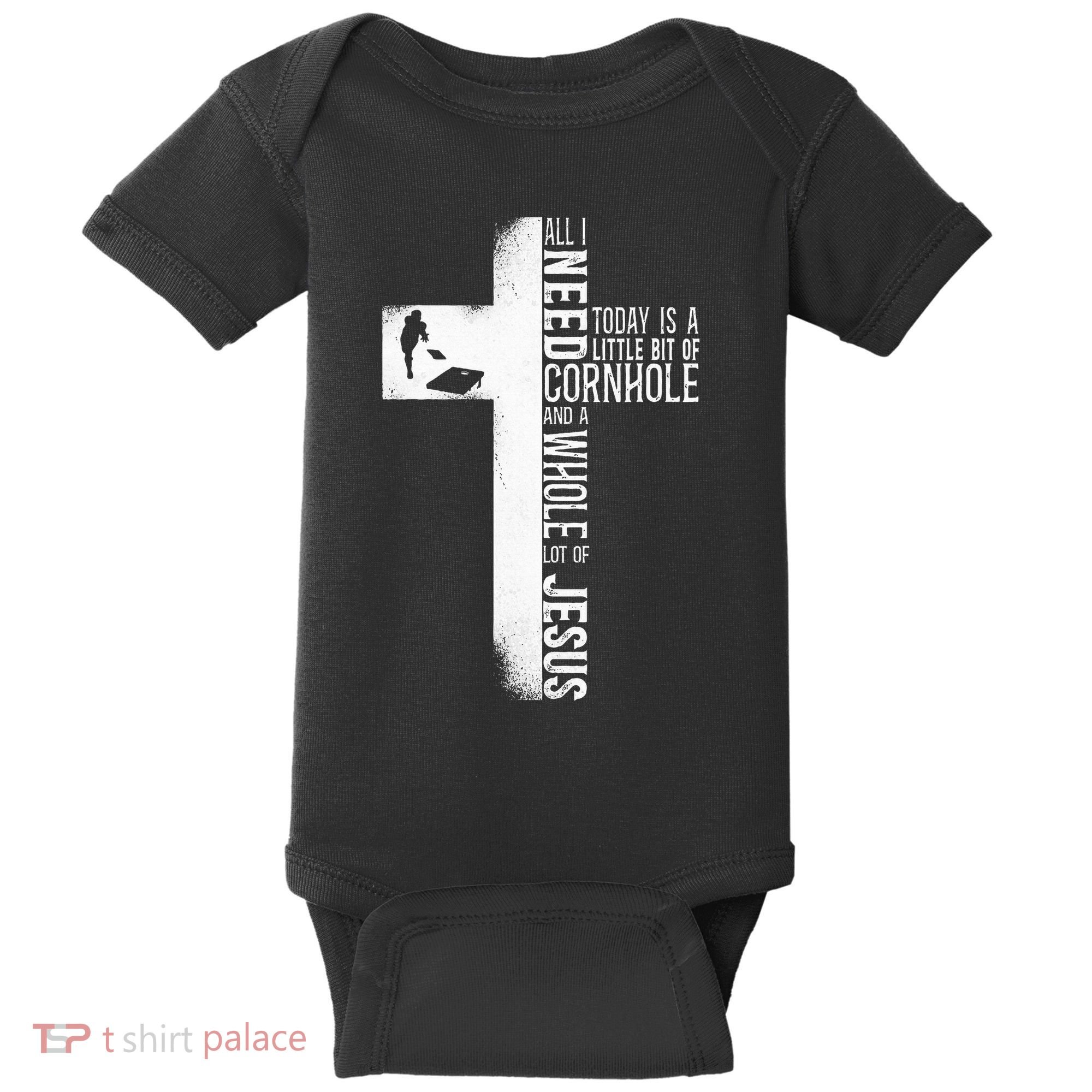 Cornhole Team Bean Bag Player Champ Cross Faith Jesus Baby Bodysuit