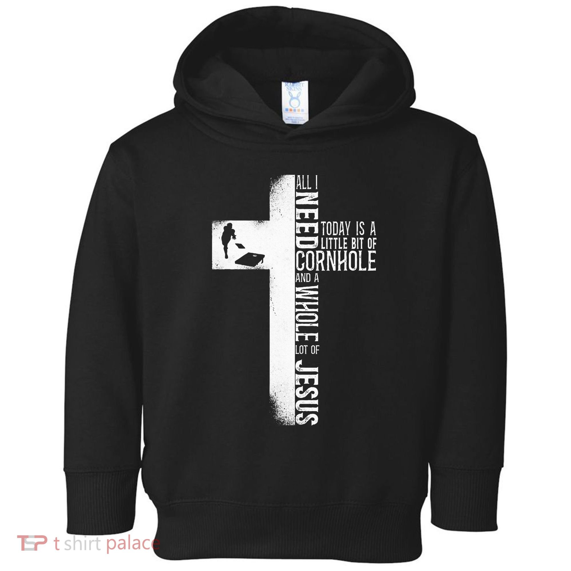Cornhole Team Bean Bag Player Champ Cross Faith Jesus Toddler Hoodie