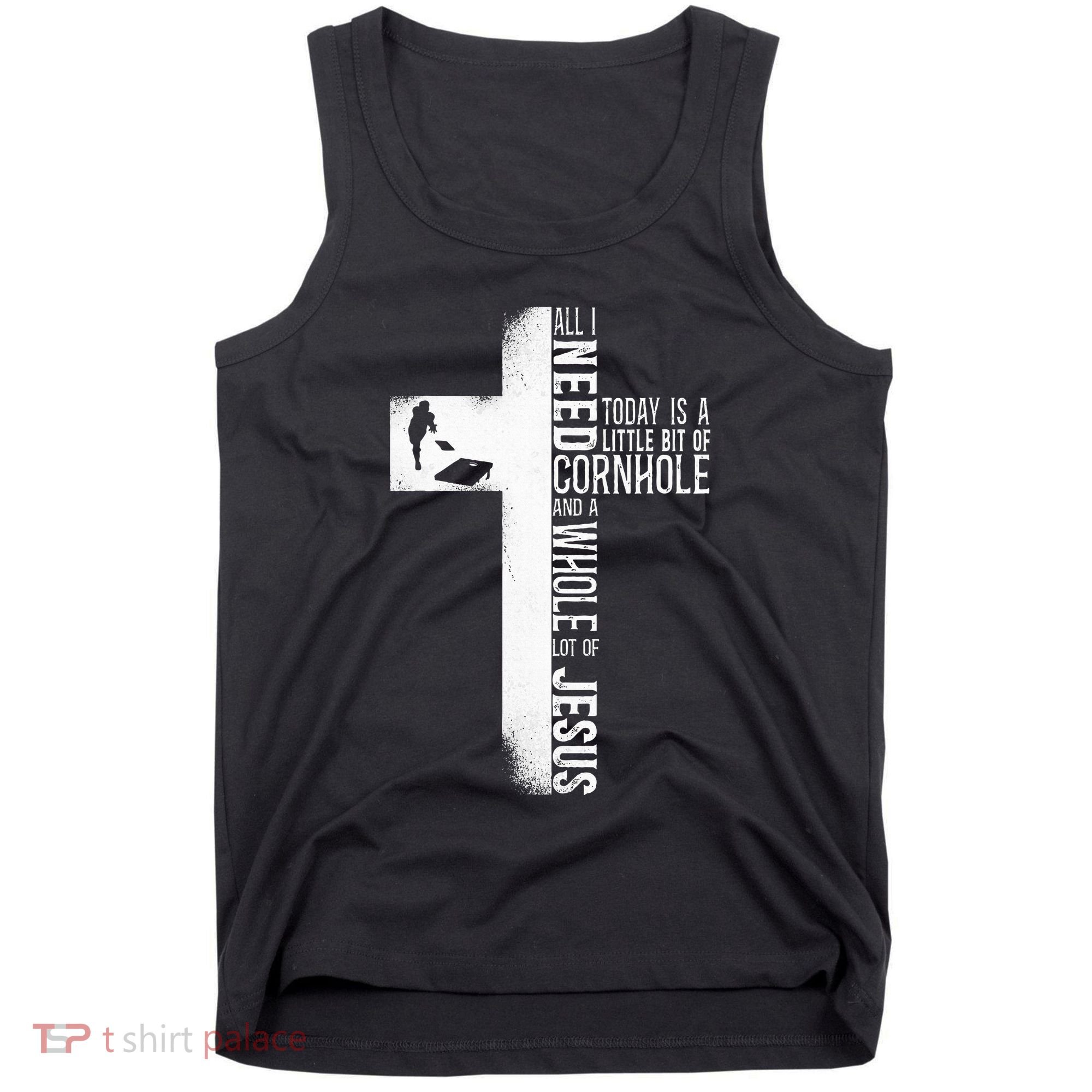 Cornhole Team Bean Bag Player Champ Cross Faith Jesus Tank Top