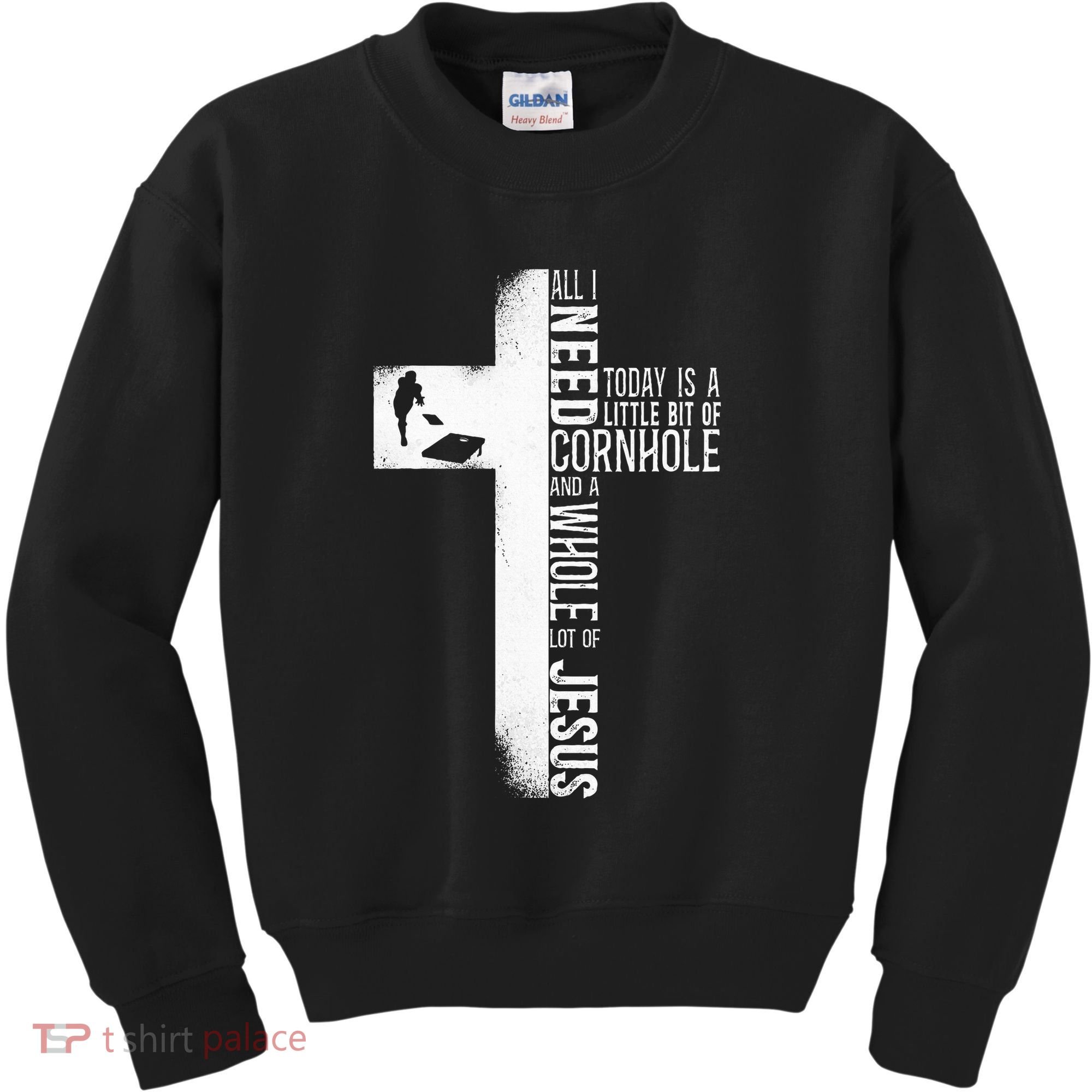 Cornhole Team Bean Bag Player Champ Cross Faith Jesus Kids Sweatshirt