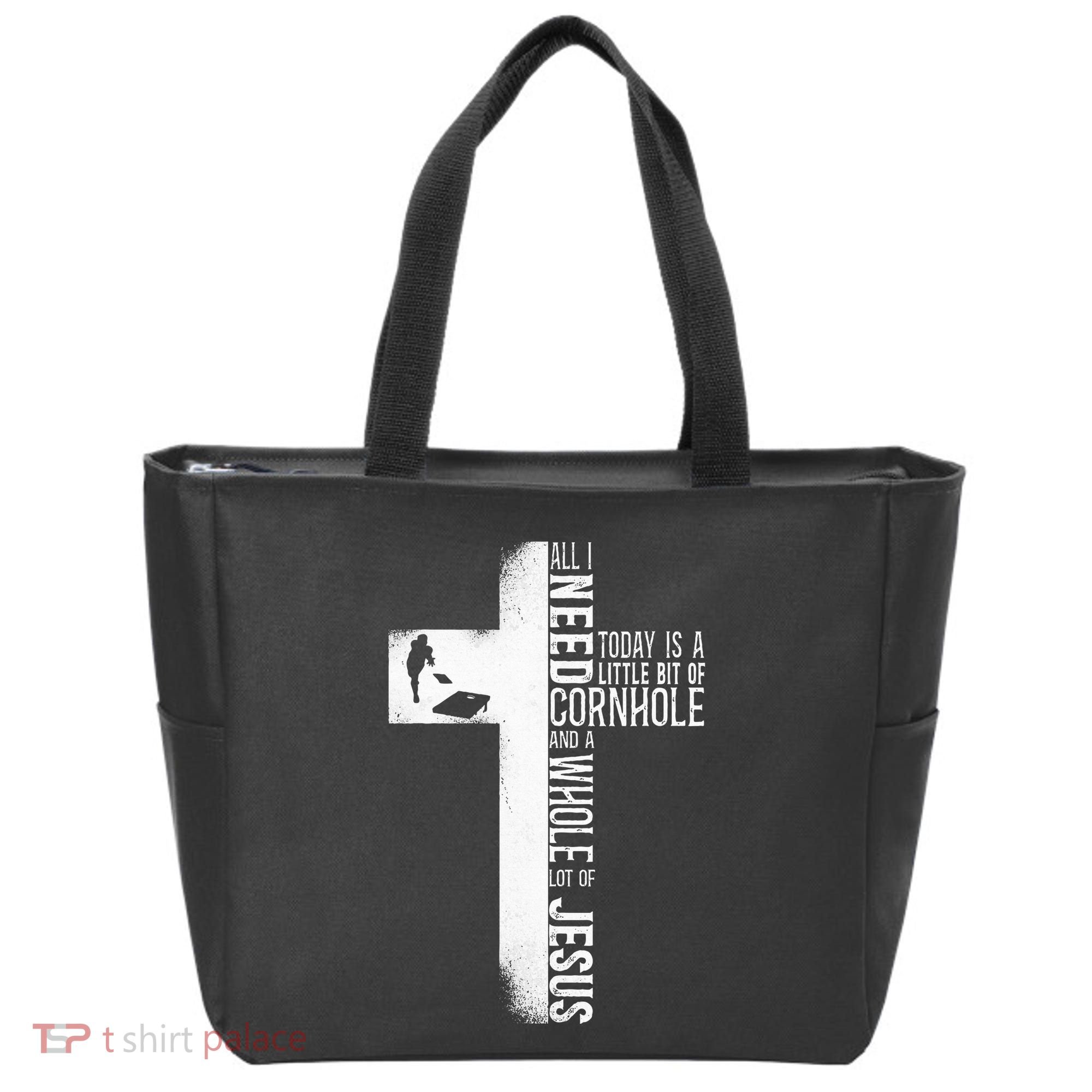 Cornhole Team Bean Bag Player Champ Cross Faith Jesus Tote Bag