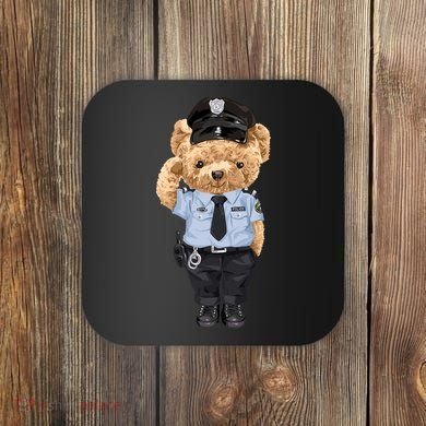 Cute Teddy Bear In Police Uniform Coaster