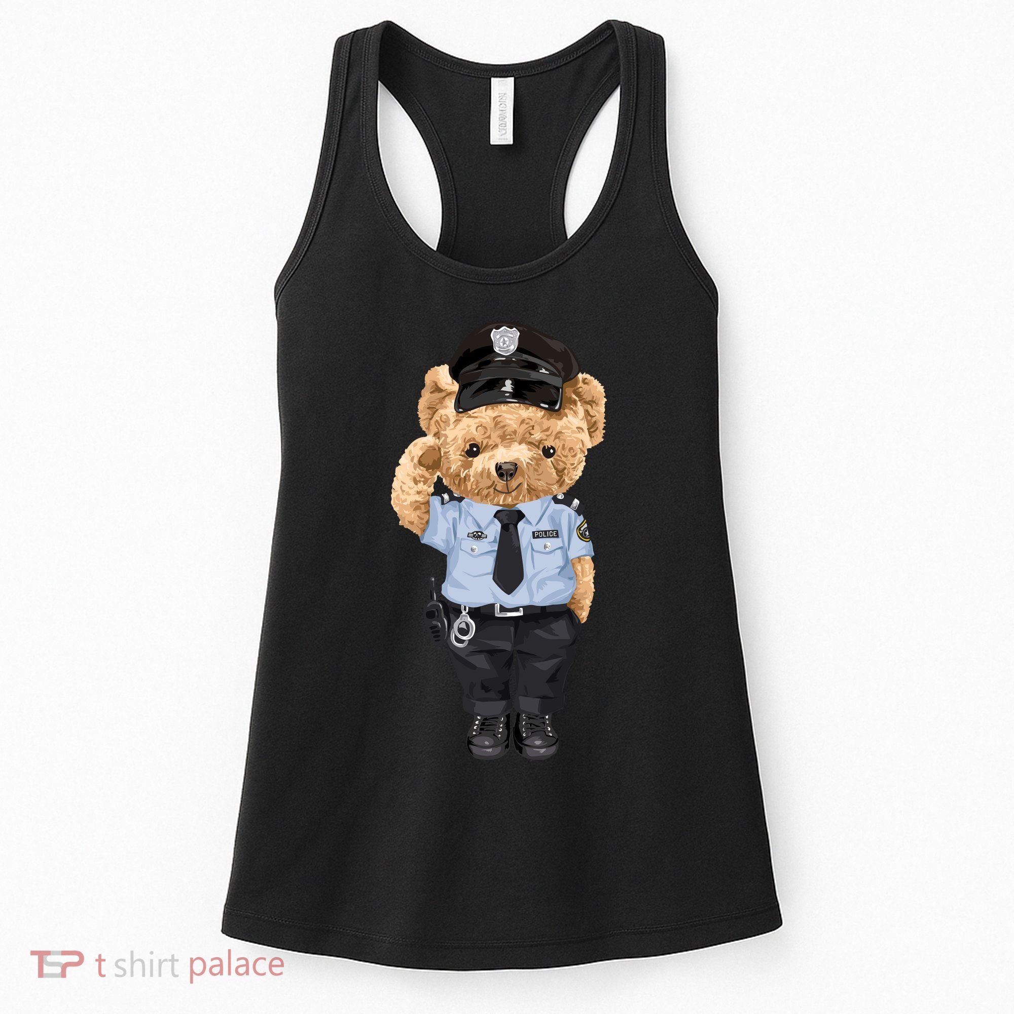 Cute Teddy Bear In Police Uniform Women's Tank Top