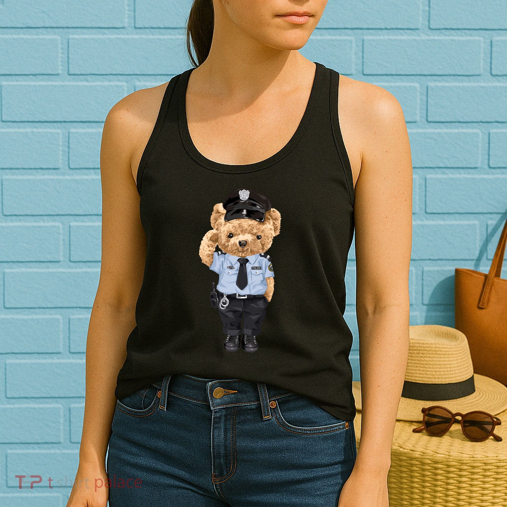 Cute Teddy Bear In Police Uniform Women's Tank Top